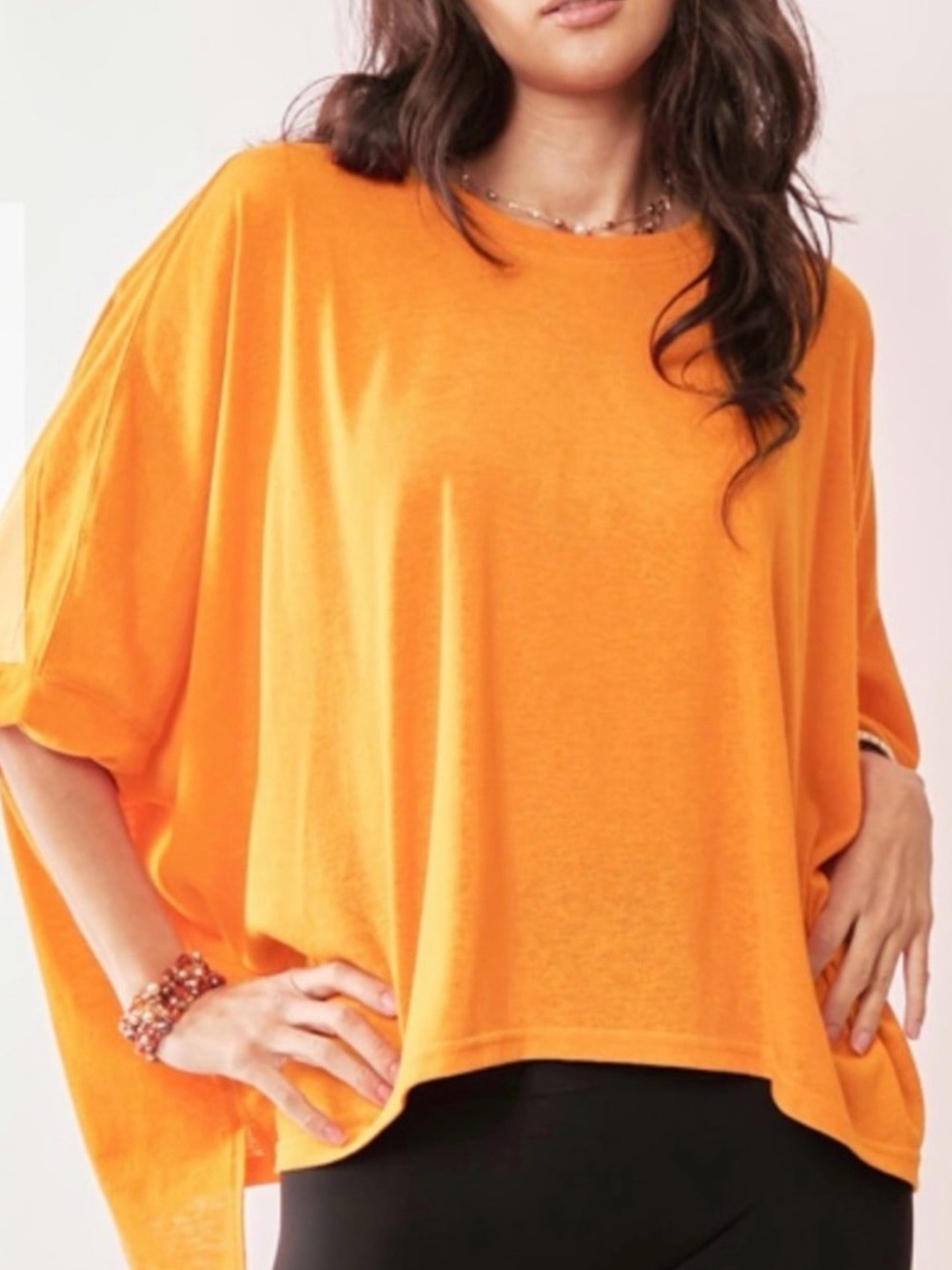 NWT🧡Davi & Dani Oversized Drop Shoulder Batwing Sleeve T-Shirt Small Orange